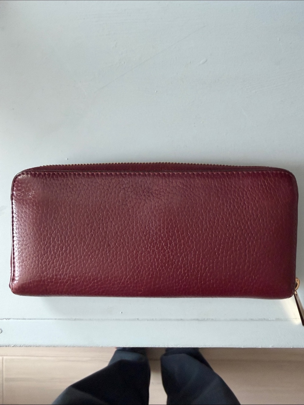 Michael Kors Wine Leather Zip-Around Wallet with Gold Plaque - Picture 4 of 14